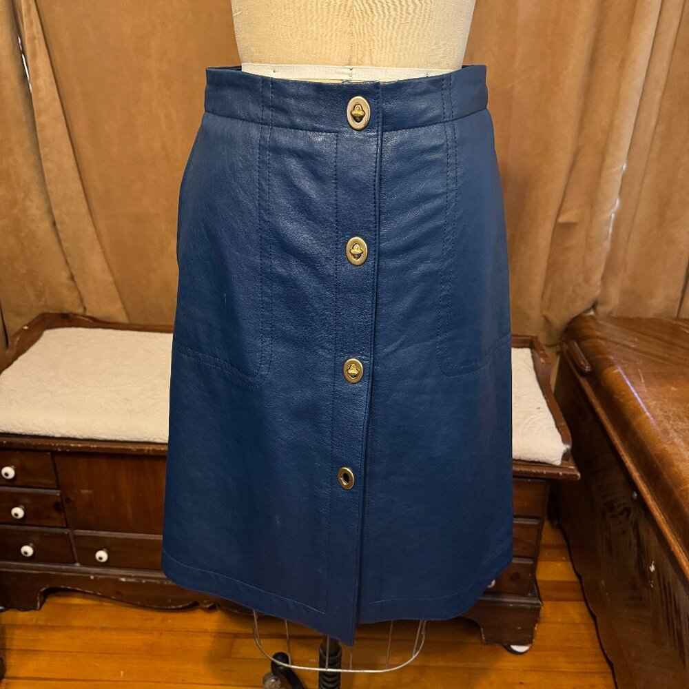 Coach Blue Leather Skirt
